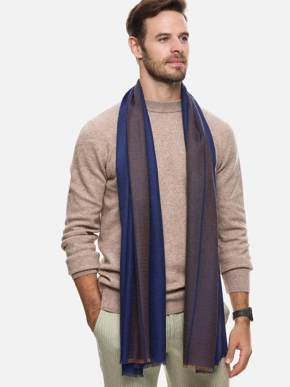 Sapphire Diamond Mens Cashmere Scarf