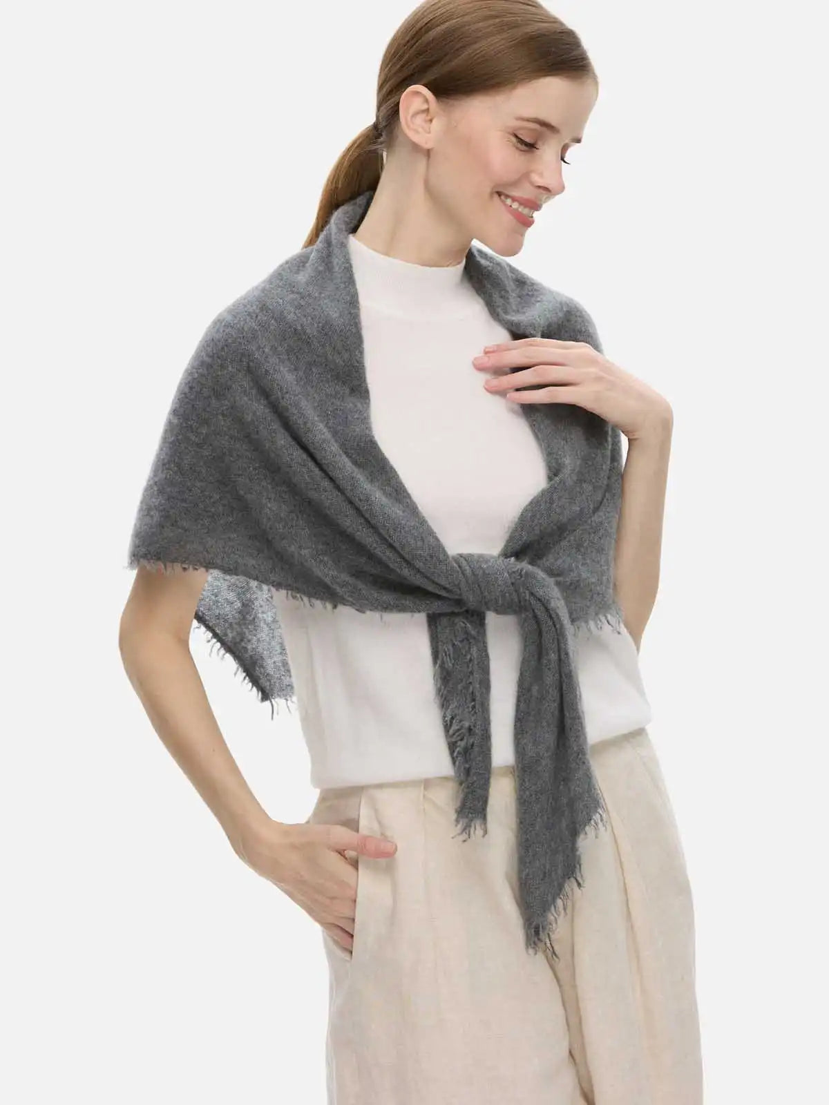 Gray CloudPuff Cashmere Scarf