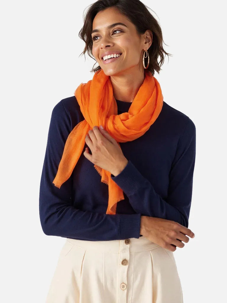 Featherlight Orange Cashmere Scarf