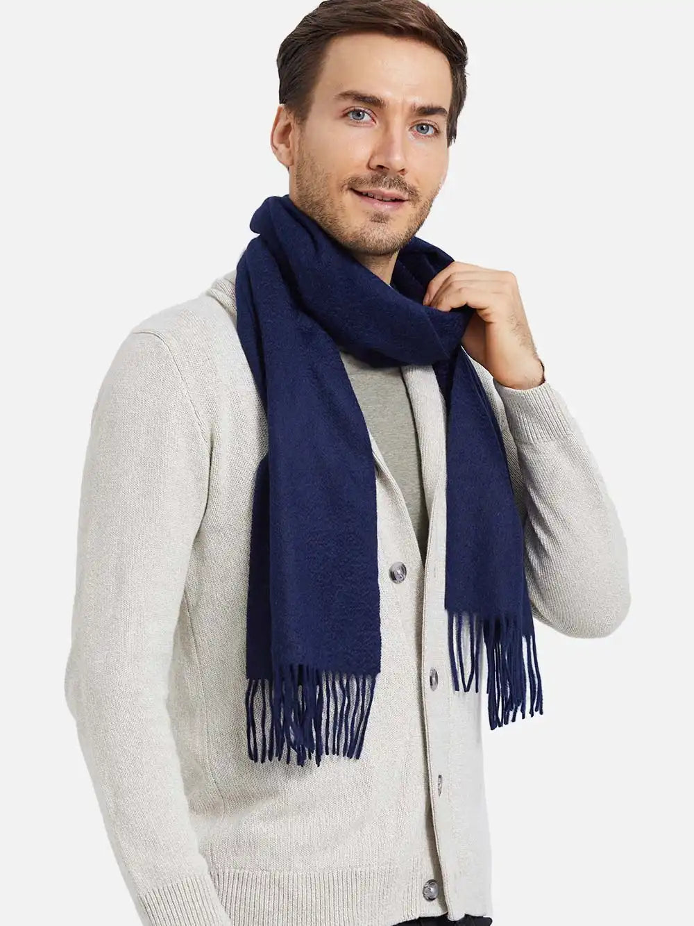 Navy Mens Cashmere Scarf