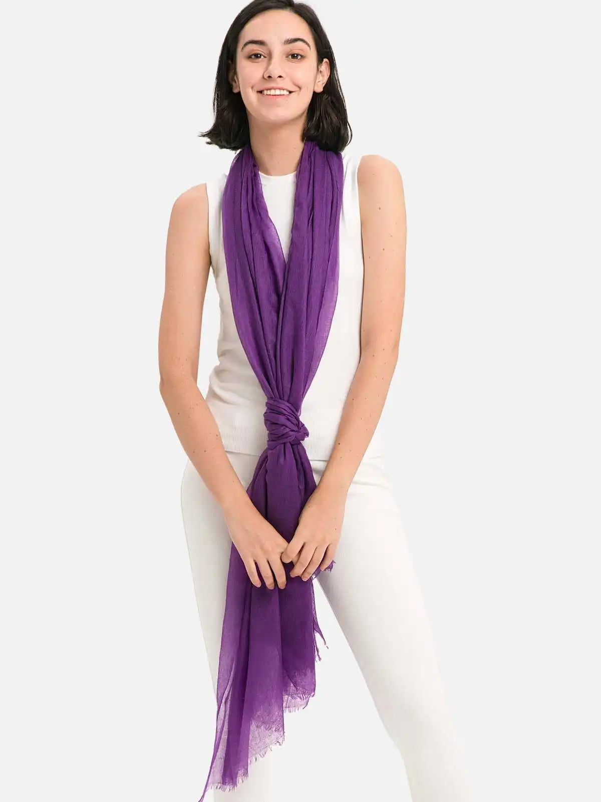 Featherlight Purple Cashmere Scarf