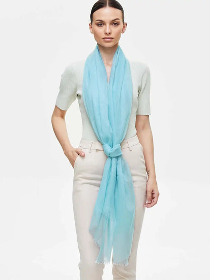 Featherlight Aqua Blue Cashmere Scarf