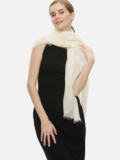 White CloudPuff Cashmere Scarf