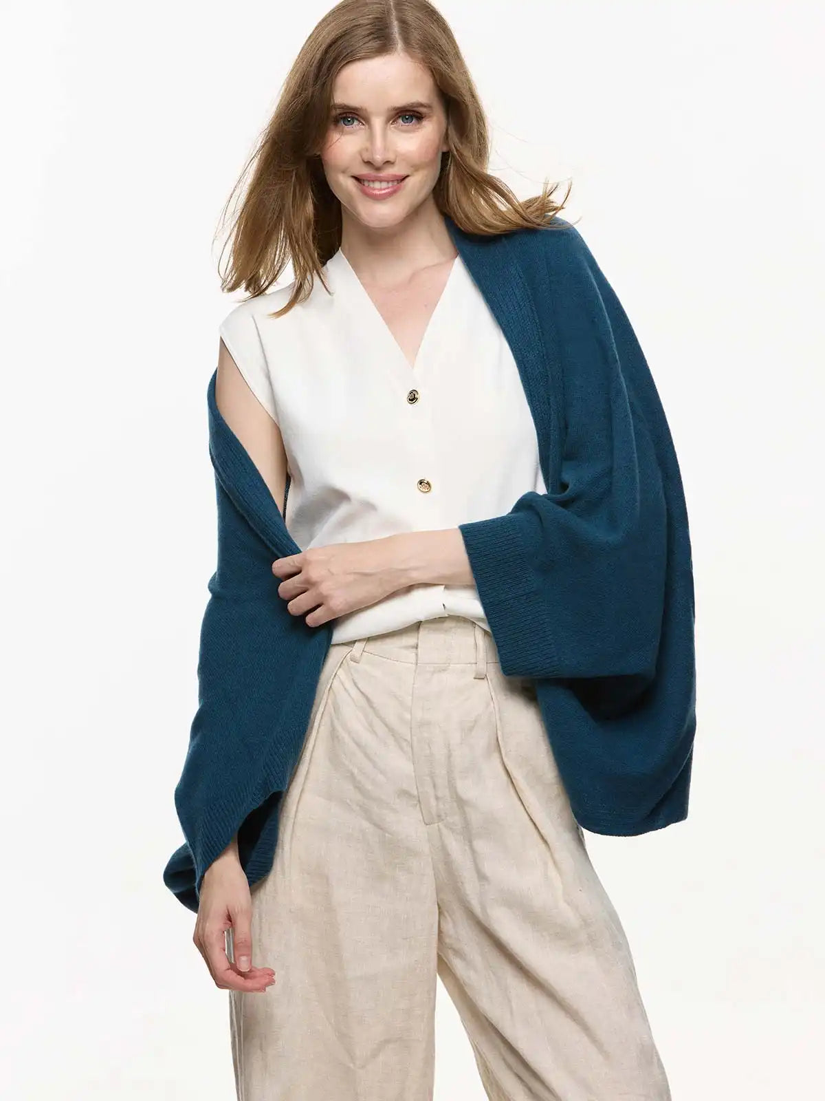Navy Blue Wearable Cashmere Wrap