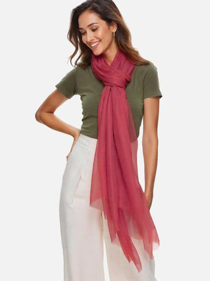 Featherlight Garnet Cashmere Scarf