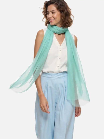 Featherlight Aqua Cashmere Scarf