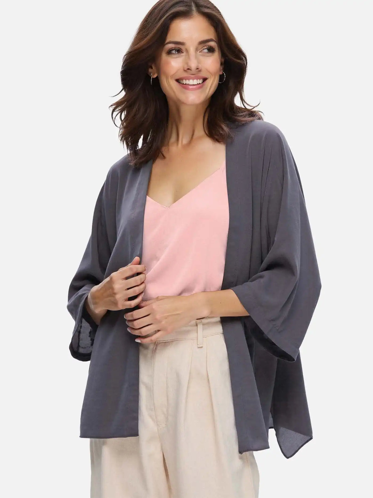 Charcoal Gray Silk Relax Cardigan