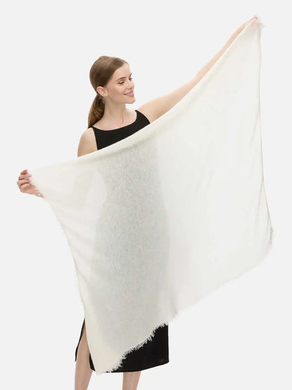 White CloudPuff Cashmere Scarf
