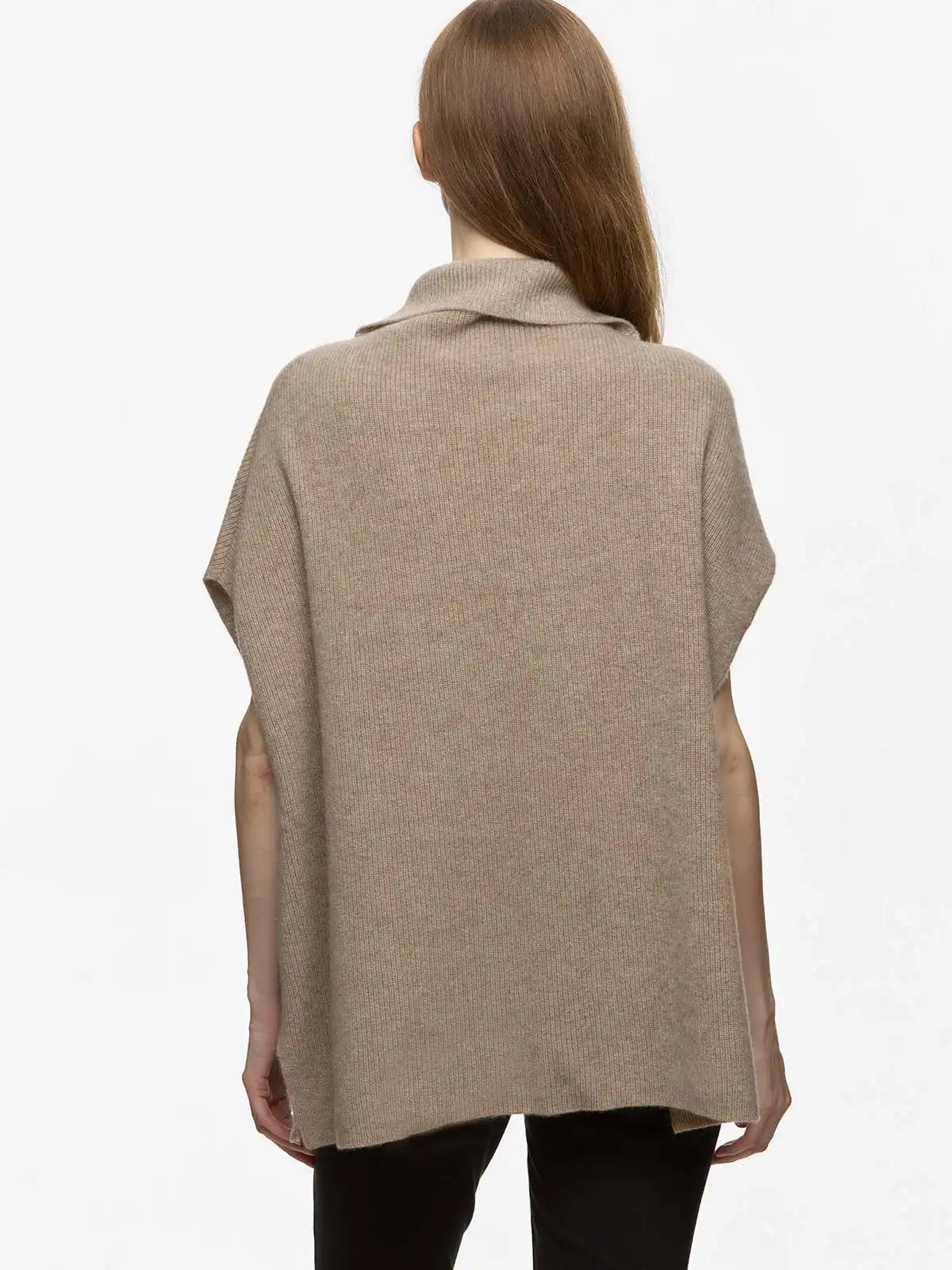 Taupe Oversized Cashmere Vest