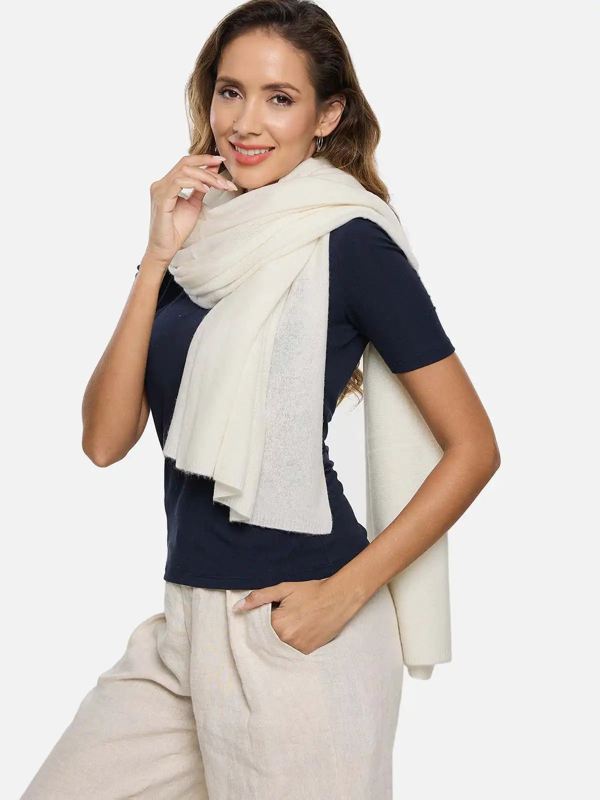 FlexKnit White Cashmere Wrap