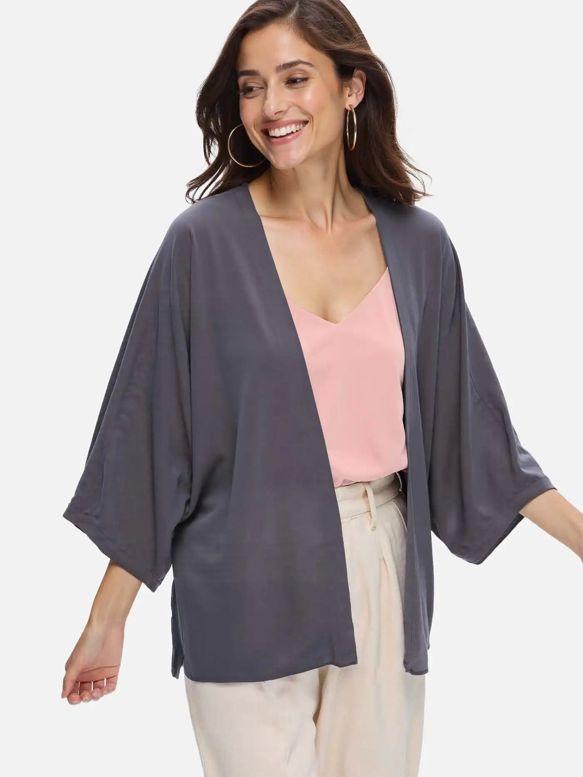 Charcoal Gray Silk Relax Cardigan