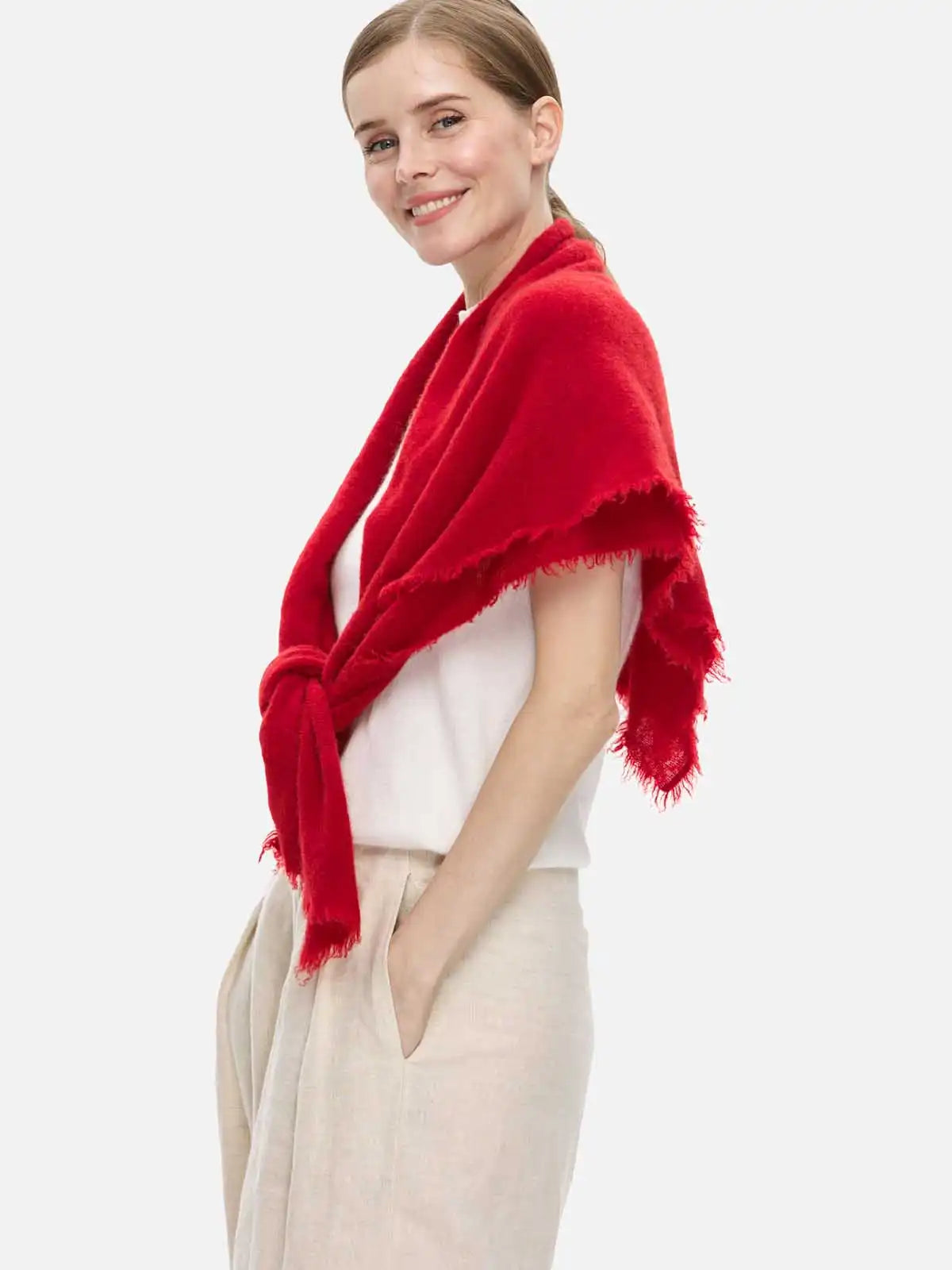 Red CloudPuff Cashmere Scarf