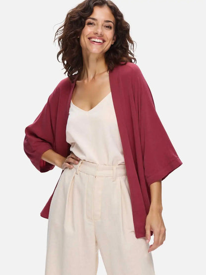 Wine Red Silk Relax Cardigan