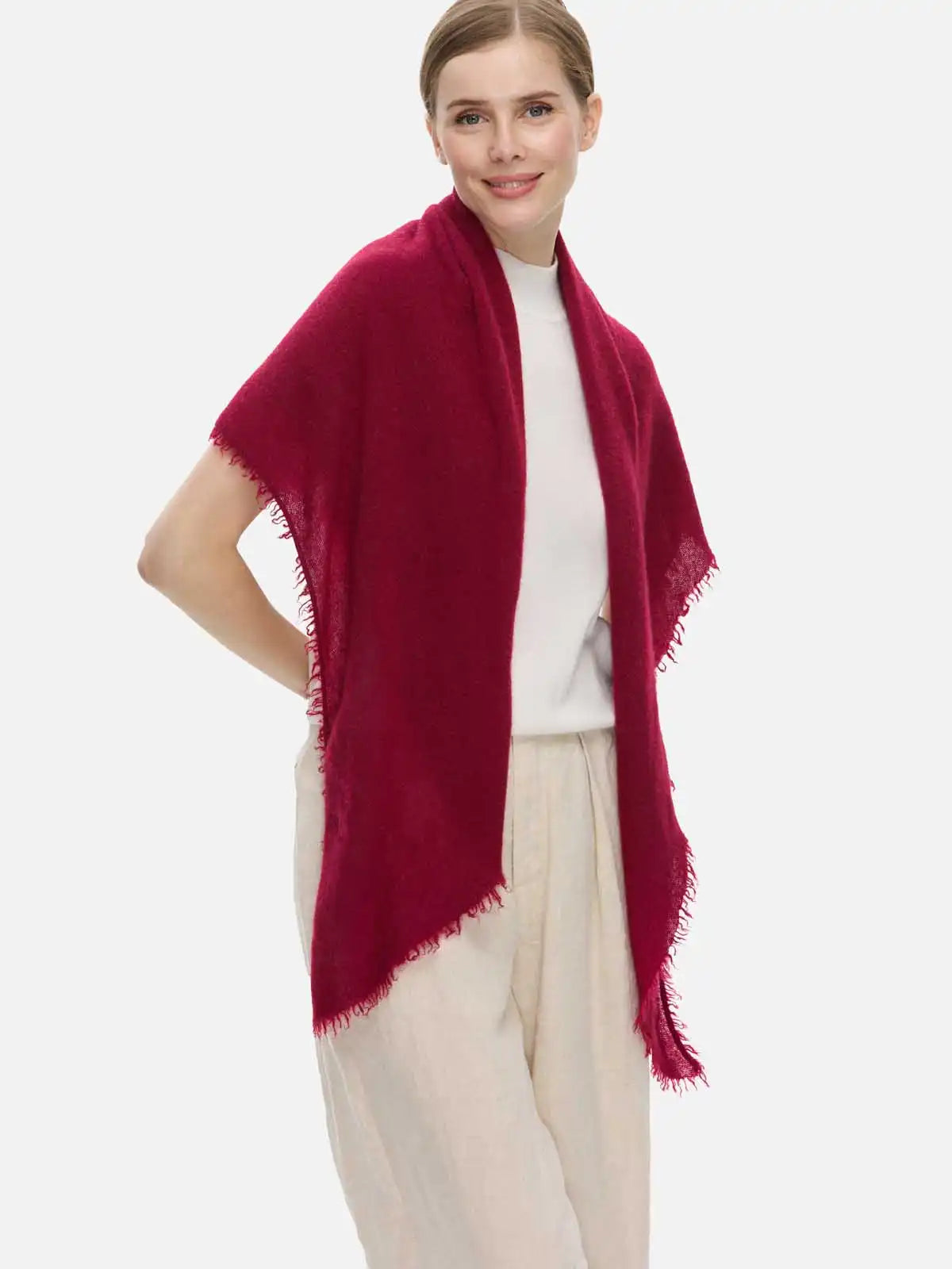 Wine Red CloudPuff Cashmere Scarf