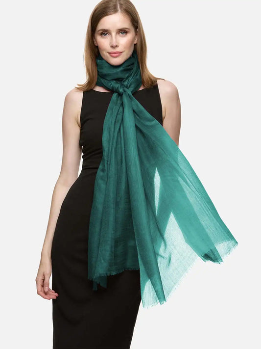 Featherlight Pine Green Cashmere Scarf