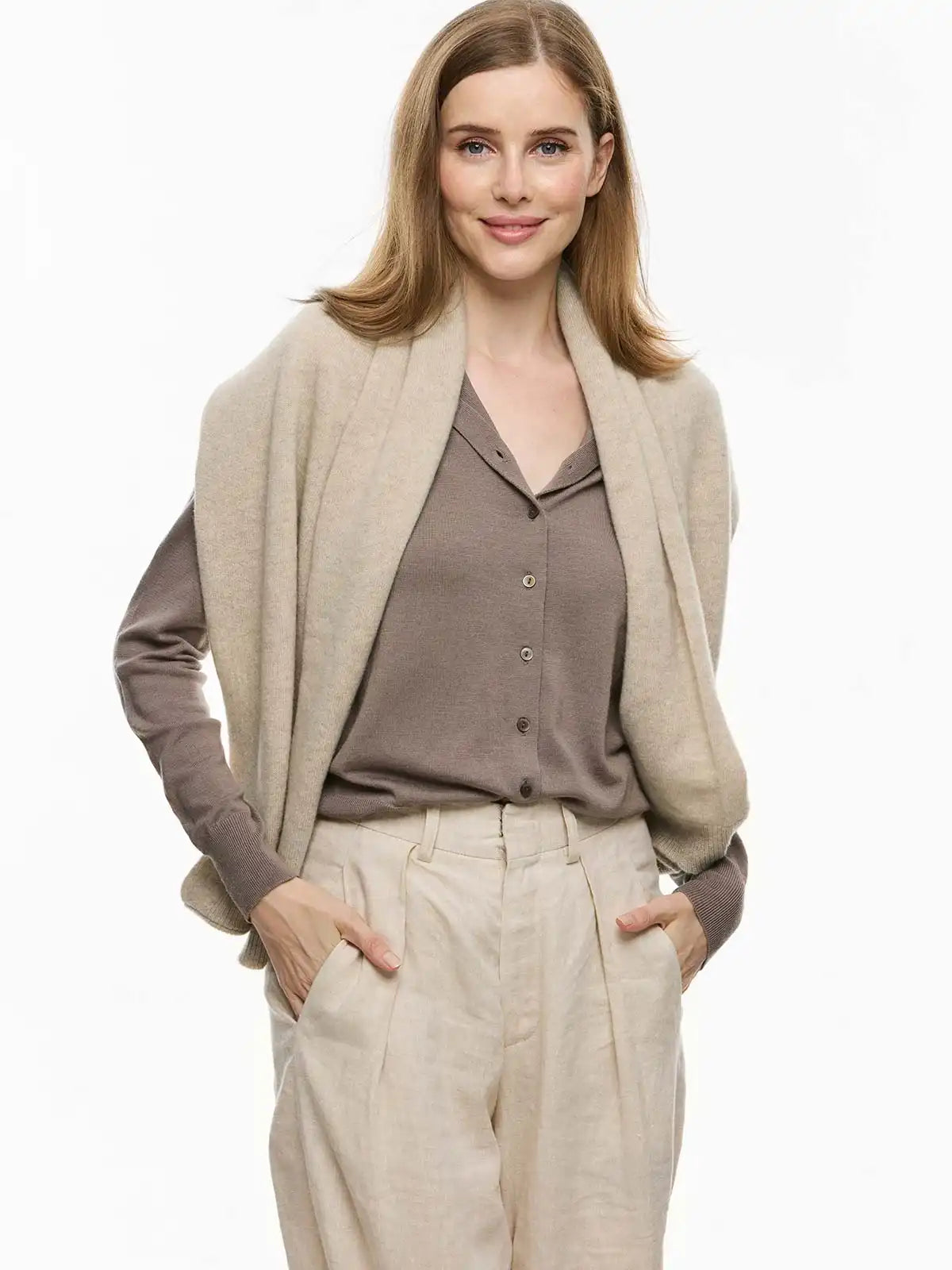 Ecru Wearable Cashmere Wrap