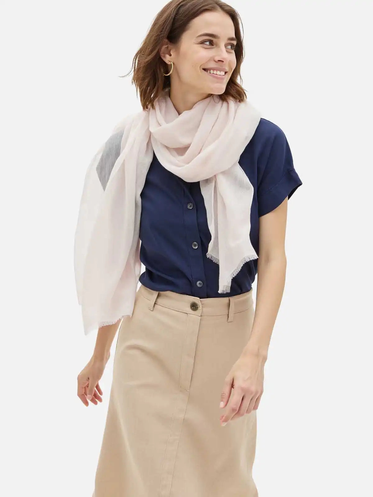 Featherlight Ivory Cashmere Scarf