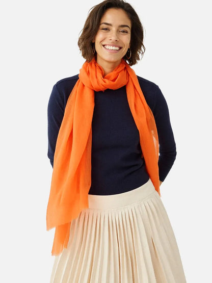 Featherlight Orange Cashmere Scarf