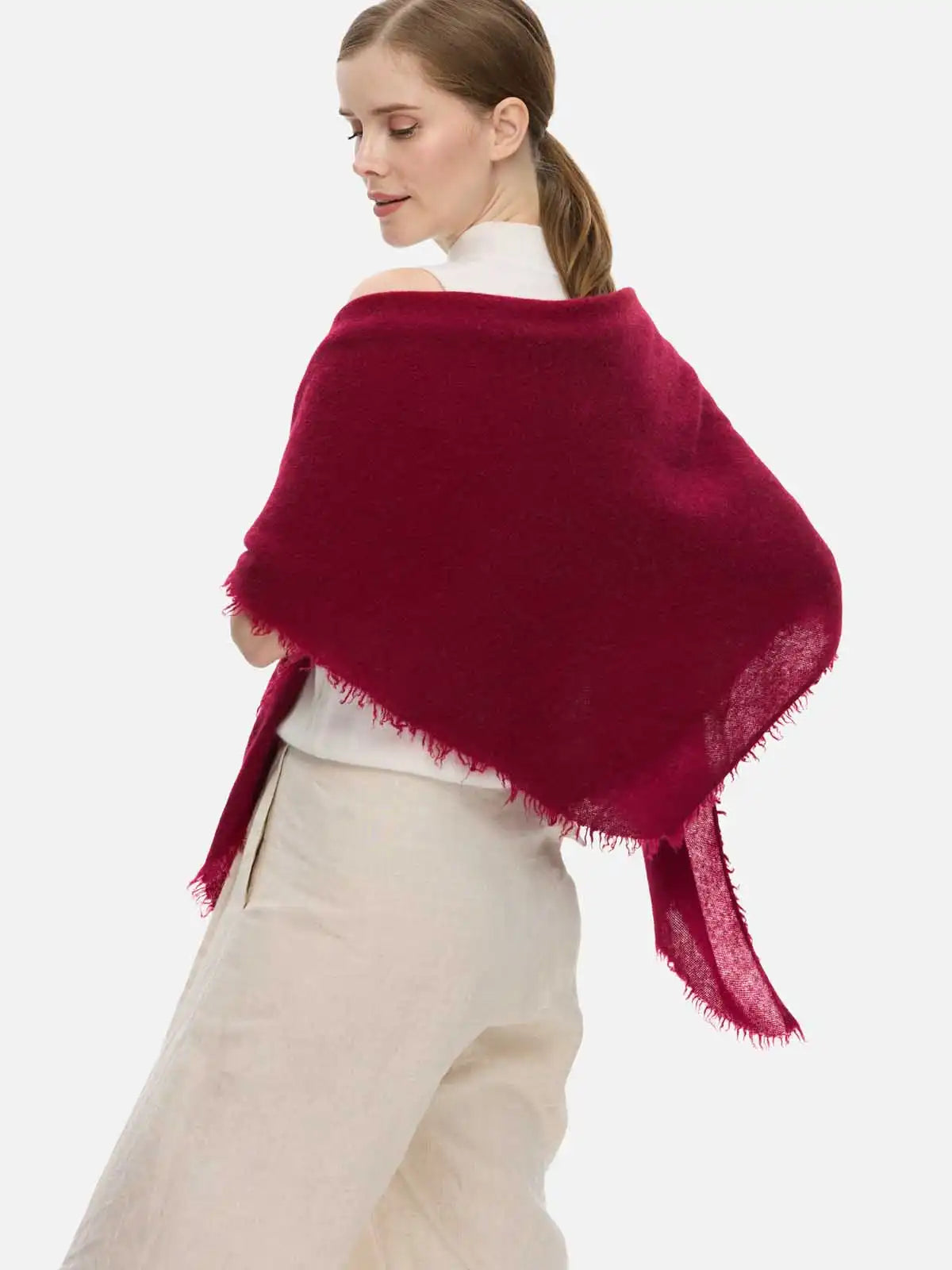 Wine Red CloudPuff Cashmere Scarf