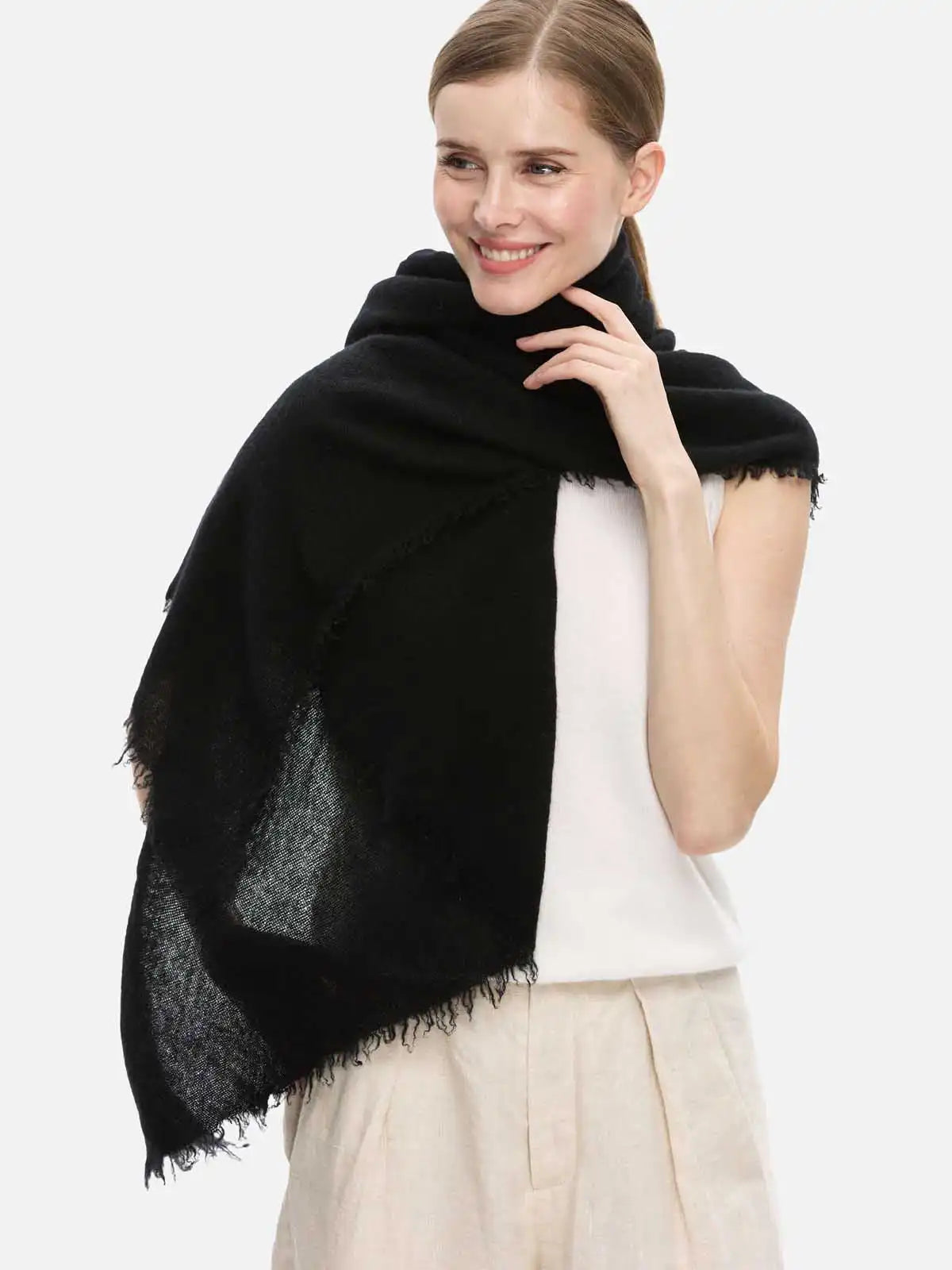 Black CloudPuff Cashmere Scarf