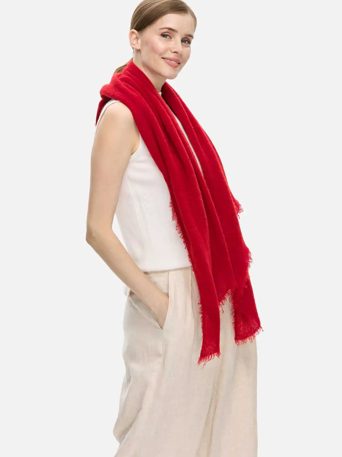 Red CloudPuff Cashmere Scarf