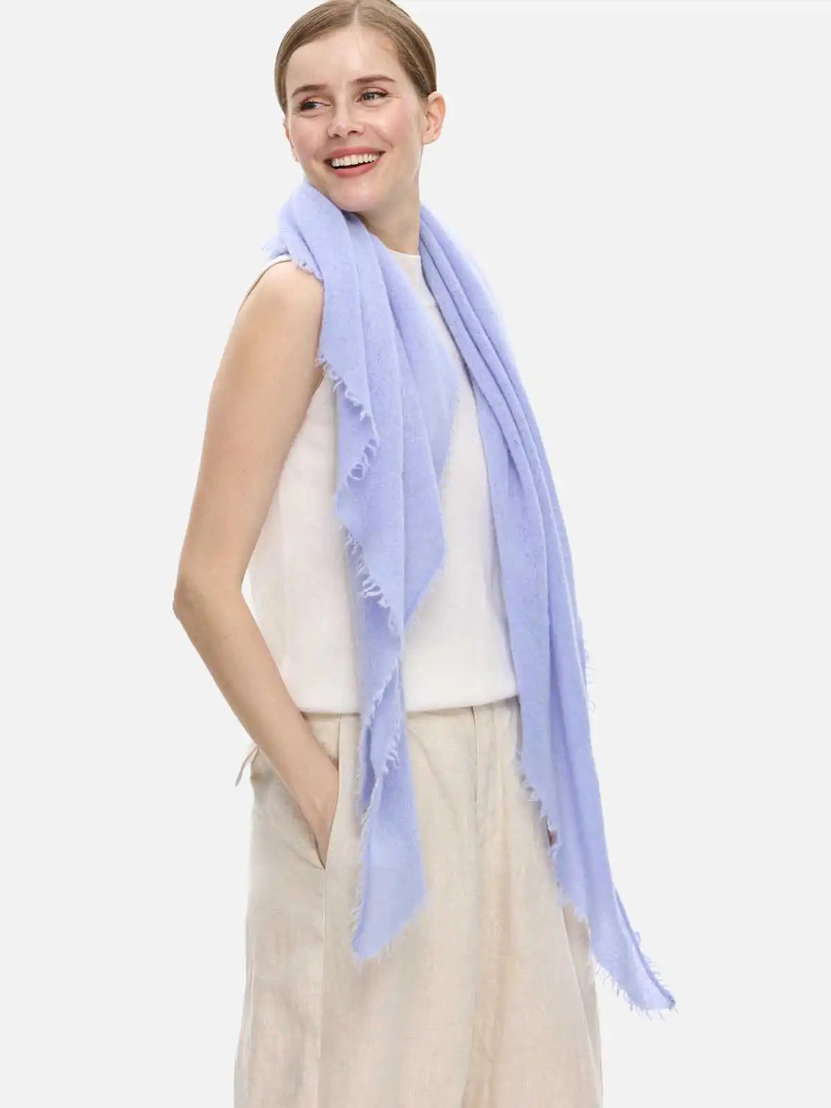 Cornflower Blue CloudPuff Cashmere Scarf