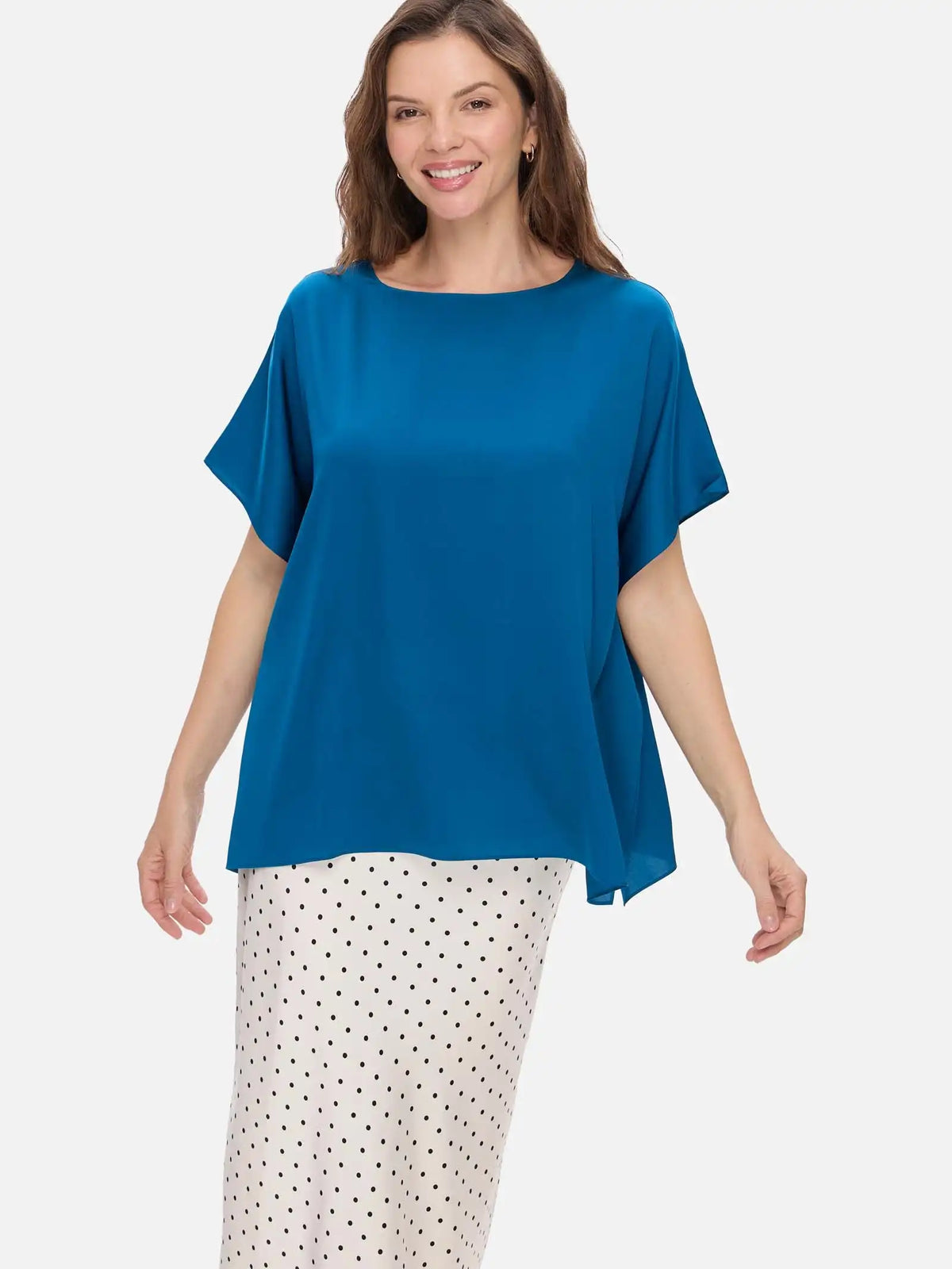 Teal Silk Ease Top