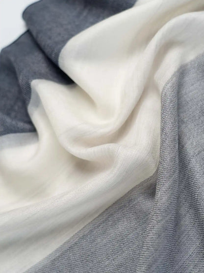 Featherlight Blue White Cashmere Scarf