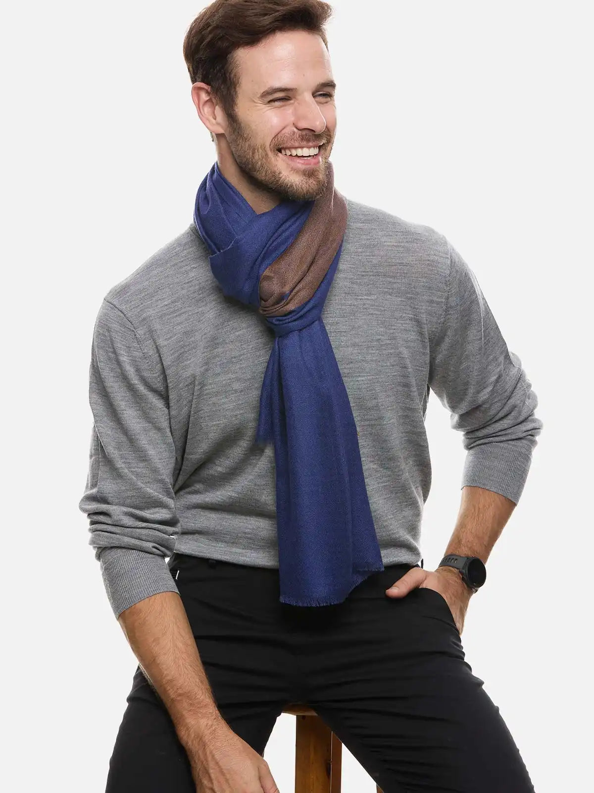 Sapphire Diamond Mens Cashmere Scarf