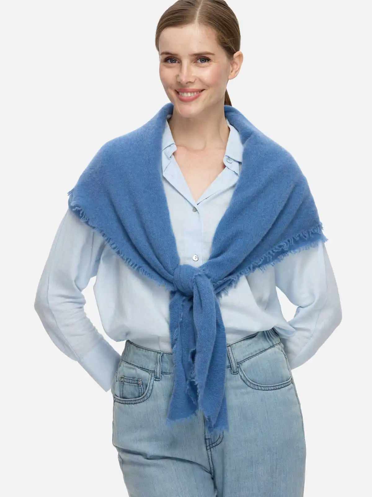 French Blue CloudPuff Cashmere Scarf