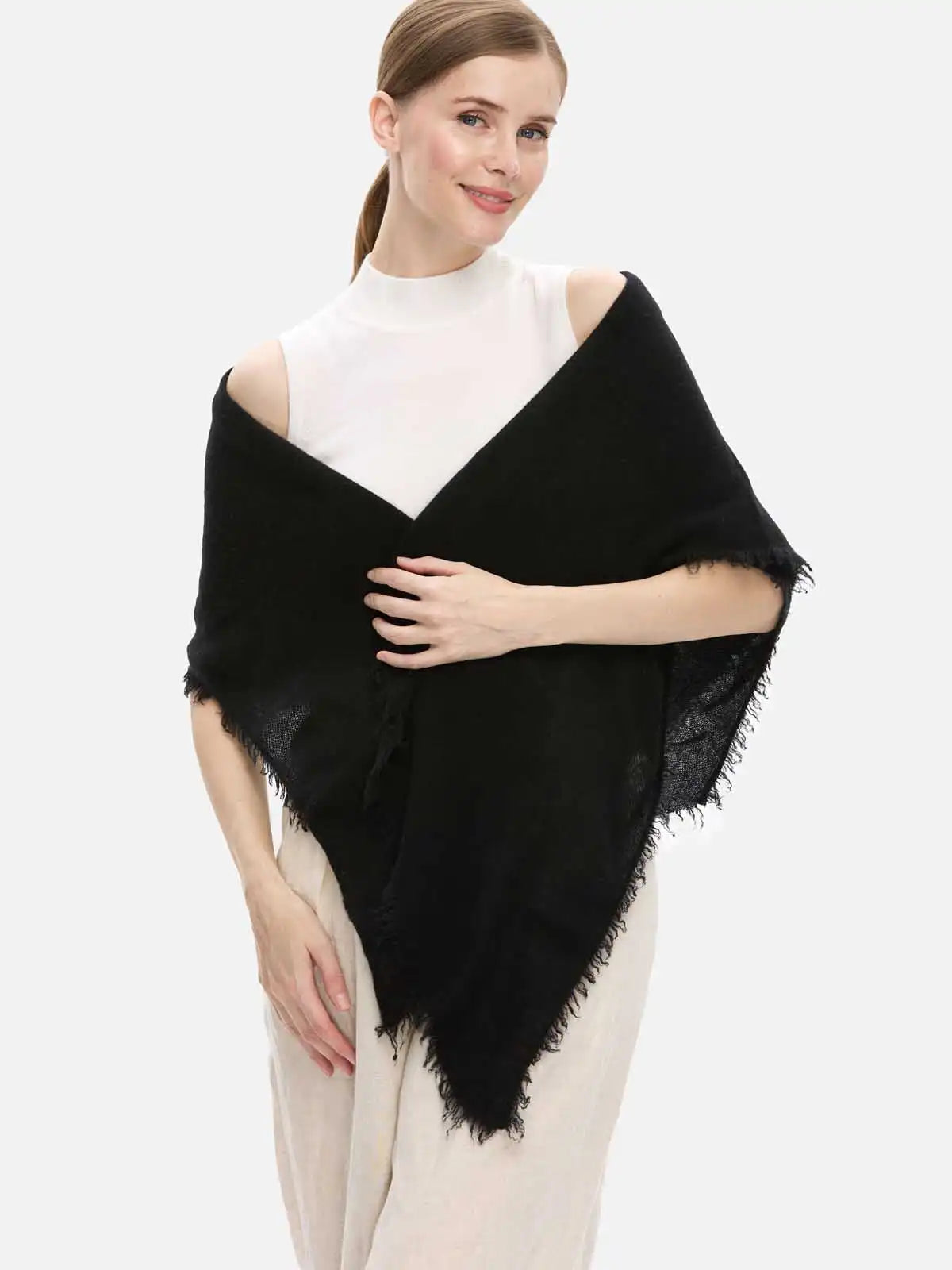 Black CloudPuff Cashmere Scarf