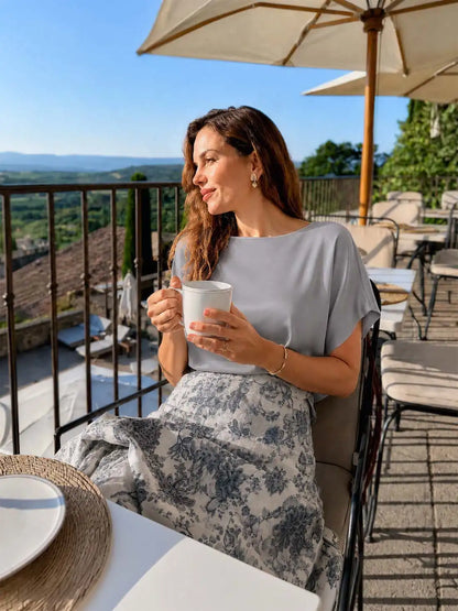 Gray Silk Ease Top