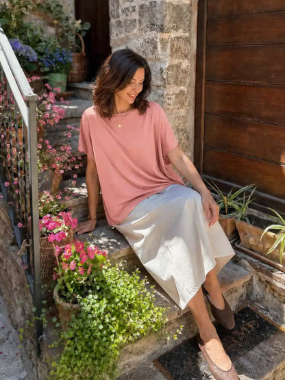 Rose Silk Ease Top