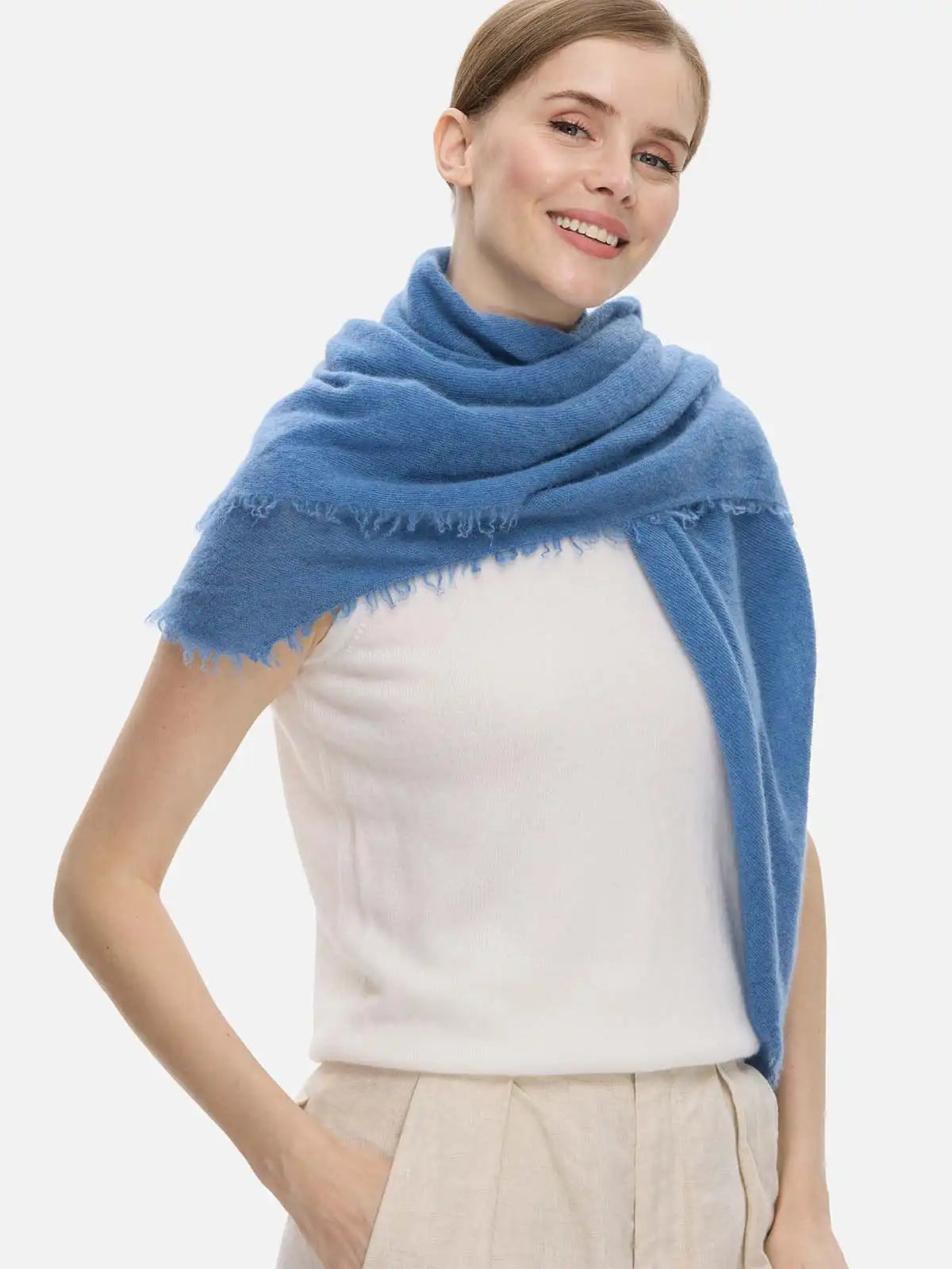 French Blue CloudPuff Cashmere Scarf