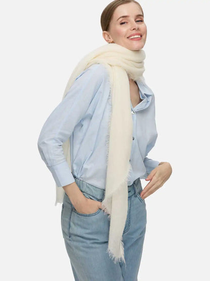 White CloudPuff Cashmere Scarf