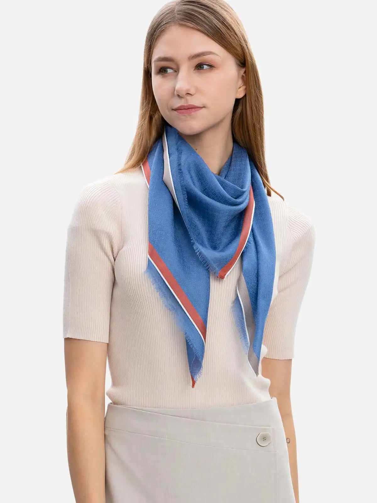 Square - Featherlight Blue Cashmere Scarf