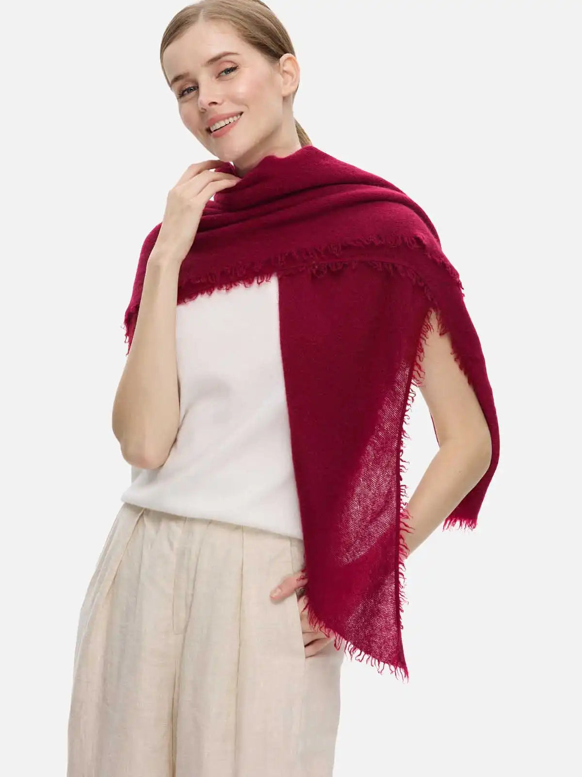 Wine Red CloudPuff Cashmere Scarf