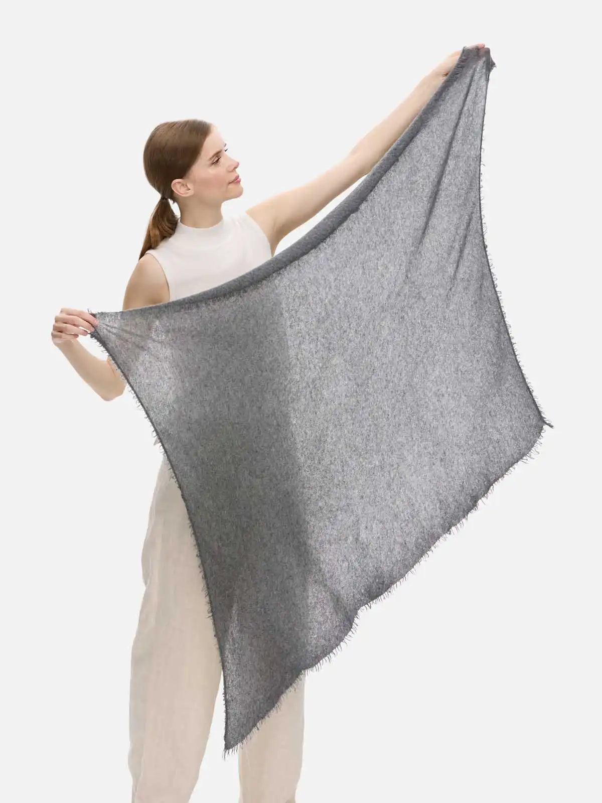 Gray CloudPuff Cashmere Scarf