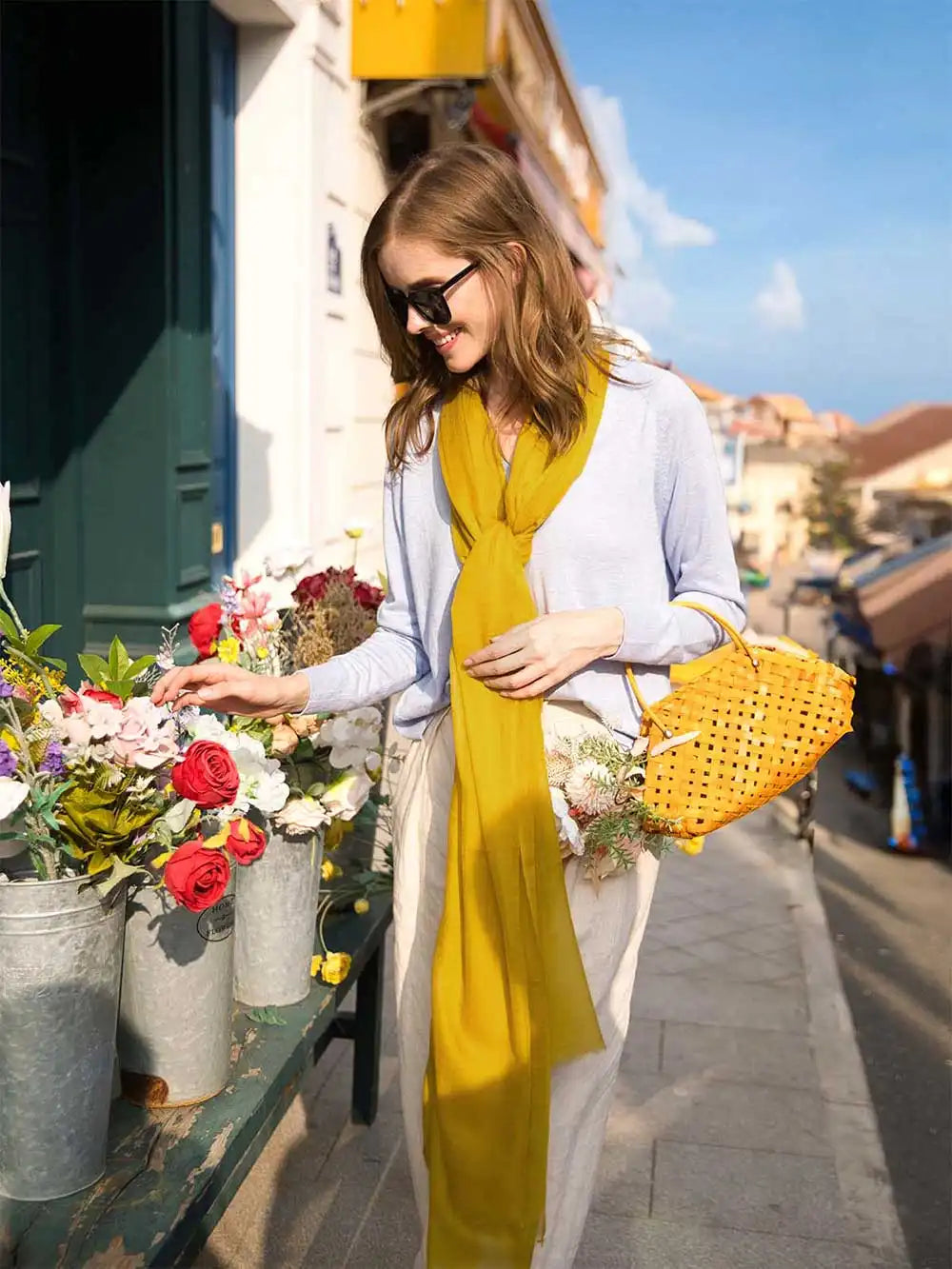 Featherlight Mustard Cashmere Scarf