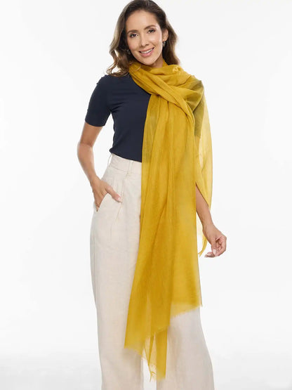 Featherlight Mustard Cashmere Scarf