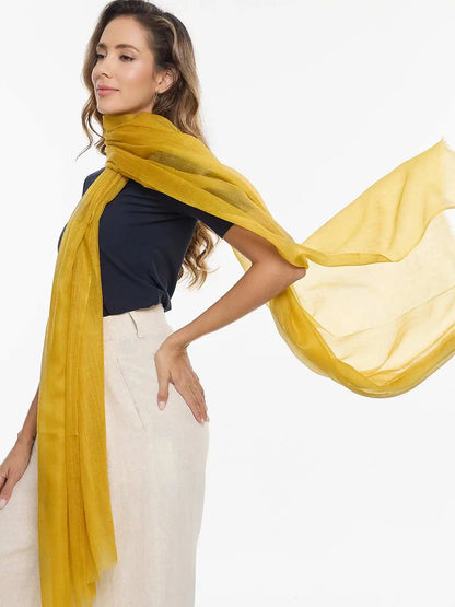 Featherlight Mustard Cashmere Scarf