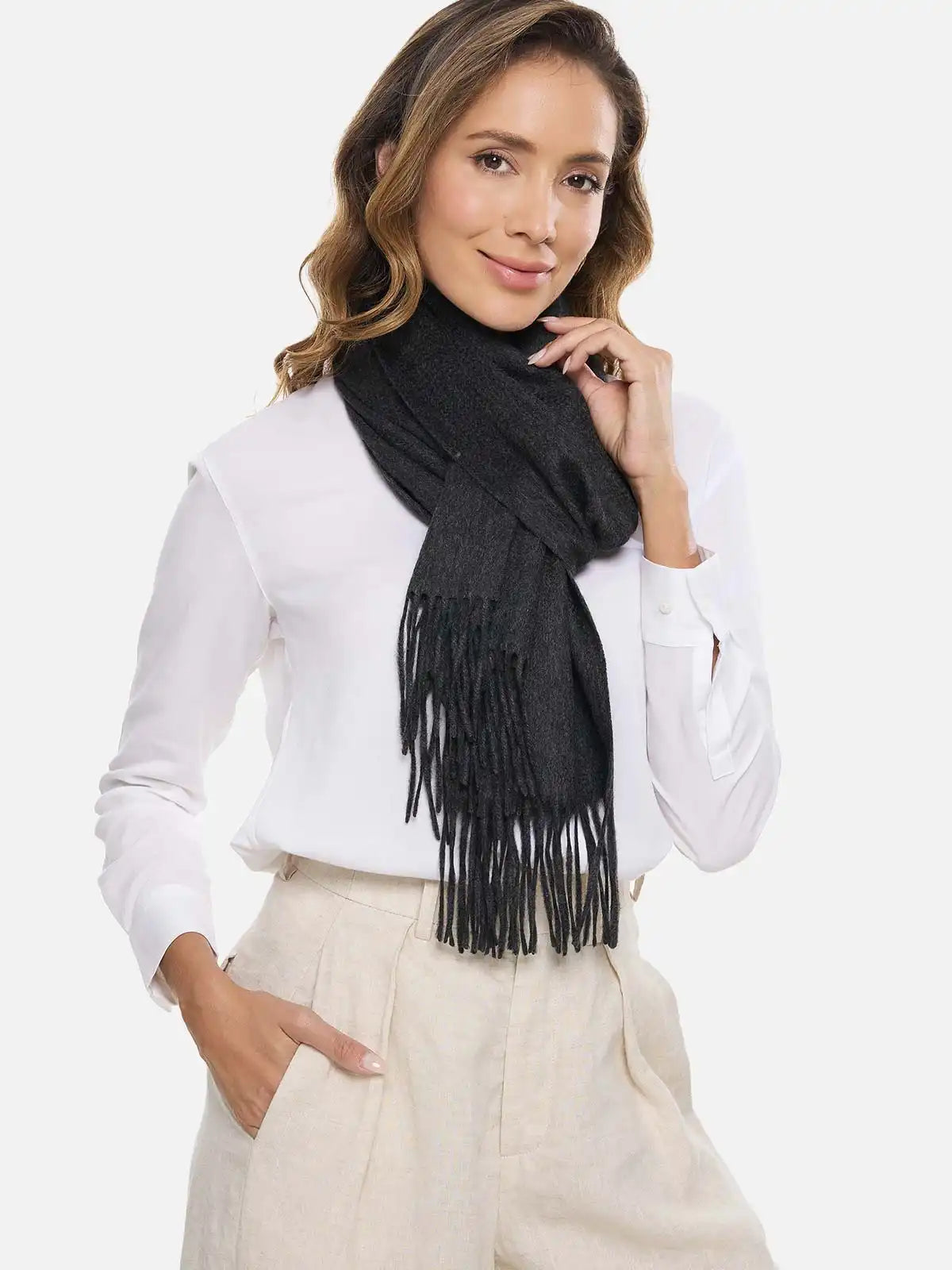 Charcoal Gray Cashmere Scarf