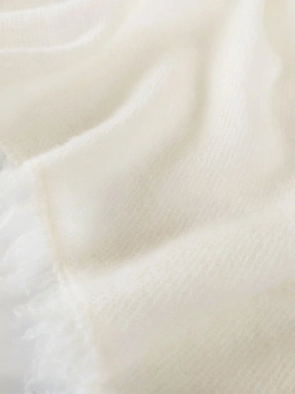 White CloudPuff Cashmere Scarf