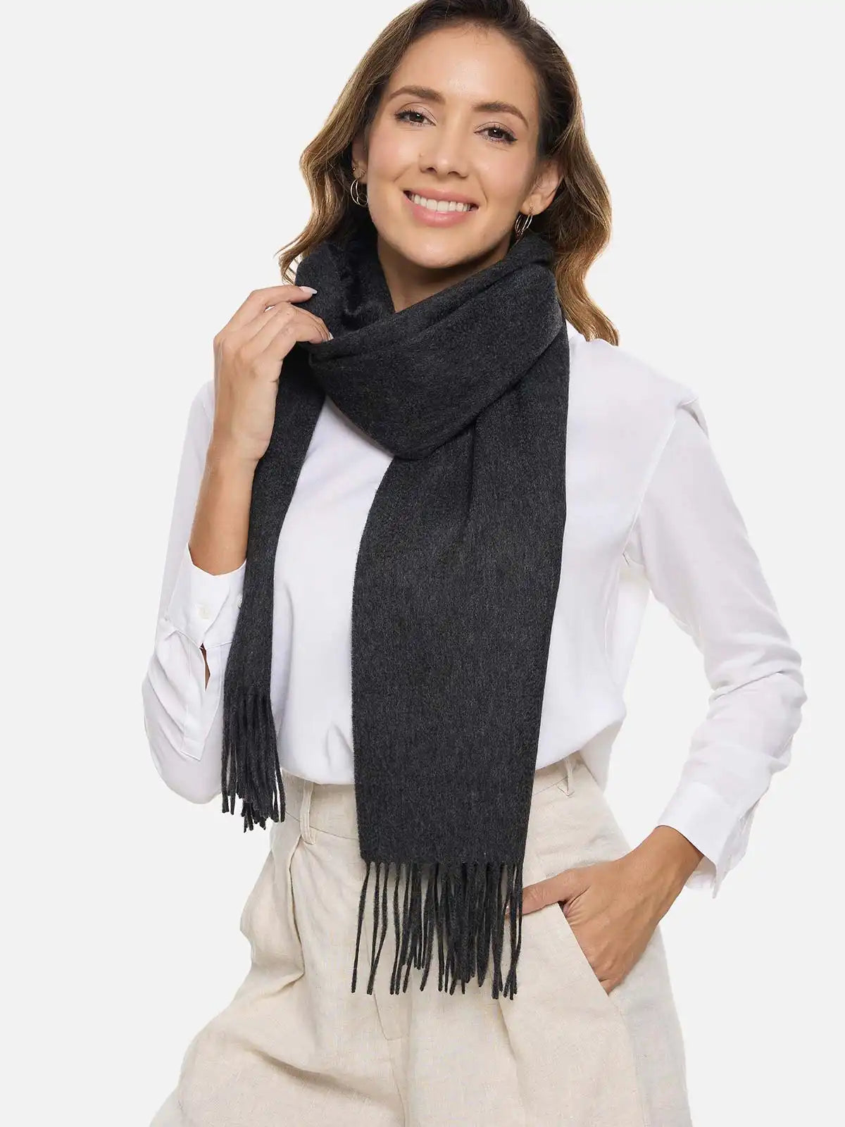 Charcoal Gray Cashmere Scarf